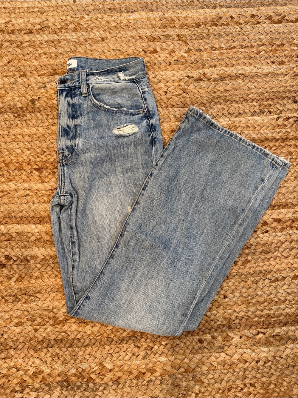 Pistola sz 26 Women’s High-Rise Distressed Straight-Leg Jeans - Light Blue